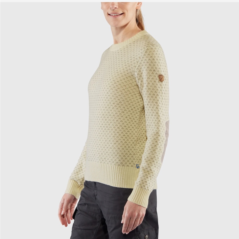 Ladies Fjallraven Cream Patterned Wool Sweater sz M